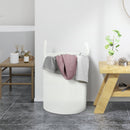 Cesto Portabiancheria Pieghevole con Manici 36L Ø38x45 cm in Cotone Naturale Bianco Crema 