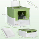 Lettiera per Gatti Chiusa 47,5x35,5x36,7 cm con Vassoio Estraibile e 2 Porte in PP Verde Chiaro   