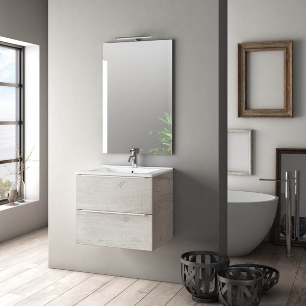 online Mobile da Bagno Sospeso con Lavabo Specchio e Lampada a LED TFT Luna Rovere Naturale