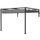 Pergola Gazebo  con Tettuccio Retrattile e Fori di Drenaggio 3x4m in Acciaio e Poliestere Grigio