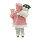 Babbo Natale Abito Rosa e Bianco H60 cm con Mini Lucciole e Suoni