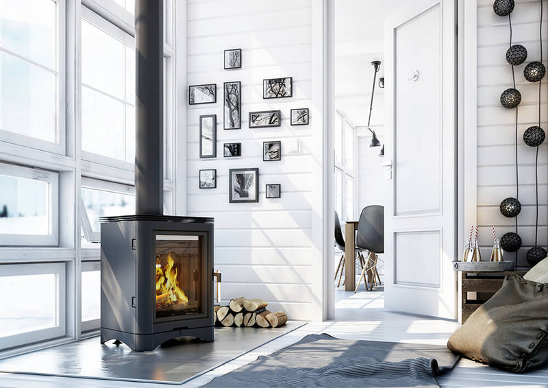 Stufa a Legna 5,5/9KW in Acciaio Flig Louisville Nera