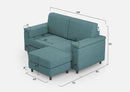 Divano 2 Posti con Pouf 148x155x85 cm Marrak in Tessuto Petrolio