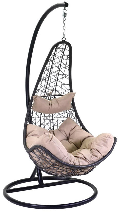 Amaca Dondolina da Giardino in Acciaio e Polyrattan Grigio