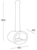 Camino a Bioetanolo da Soffitto 60x40x190 cm Karlsen Cervinia Nero