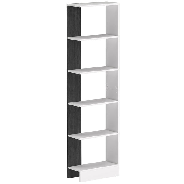 Libreria Moderna Salvaspazio 45x21x170 cm a 5 Ripiani in Legno Bianco e Nero acquista