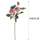 Set 2 Rami Artificiali Rosereal Touch a 3 Diramazioni H 80 cm