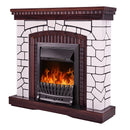 Camino Elettrico da Pavimento 105,8x110x30 cm Effetto Fiamma 2000W Natali & Pluton Bianco/noce scuro