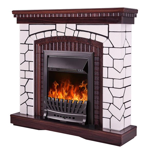 Camino Elettrico da Pavimento 105,8x110x30 cm Effetto Fiamma 2000W Natali & Pluton Bianco/noce scuro acquista