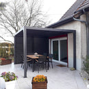 Pergola da Giardino 3,6x3 m in Alluminio con Doghe Orientabili su Tetto e Parete Grigio Antracite 