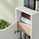 Mobiletto Bagno 30x30x71,5 cm con Armadietto con Anta Ammortizzata e Vano Aperto in Legno Bianco e Legno      