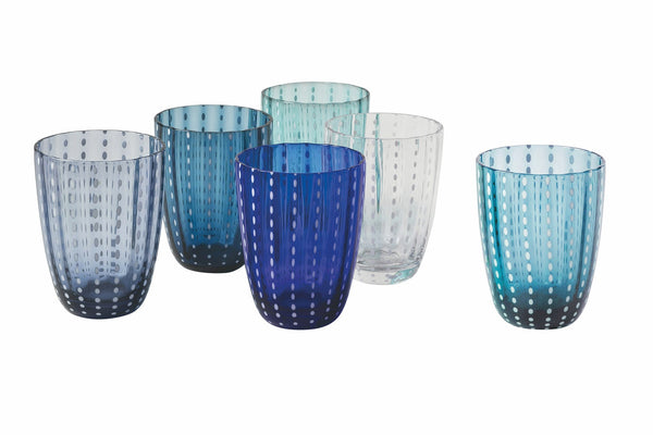 acquista Set 6 Bicchieri Acqua in Vetro con Pois e Superficie Ondulata 300 ml Villa d'Este Home Tivoli Kalahari