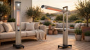 Stufa Elettrica ad infrarossi da Esterno 50x25x200 cm in Fibra di Carbonio con Luce Led Skyline Mocca Mousse