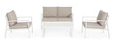 Set 4 Pezzi Salotto da Giardino con Divano 2 Poltrone e Tavolino in Alluminio e Spun Poly Hilde Bianco 