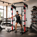Power Tower 168x128x215 cm con Sistema di Cavi Pulley Regolabili Barre Trazioni e Dip Ganci J Squat Rack e Supporto Landmine Capacità 900 kg      