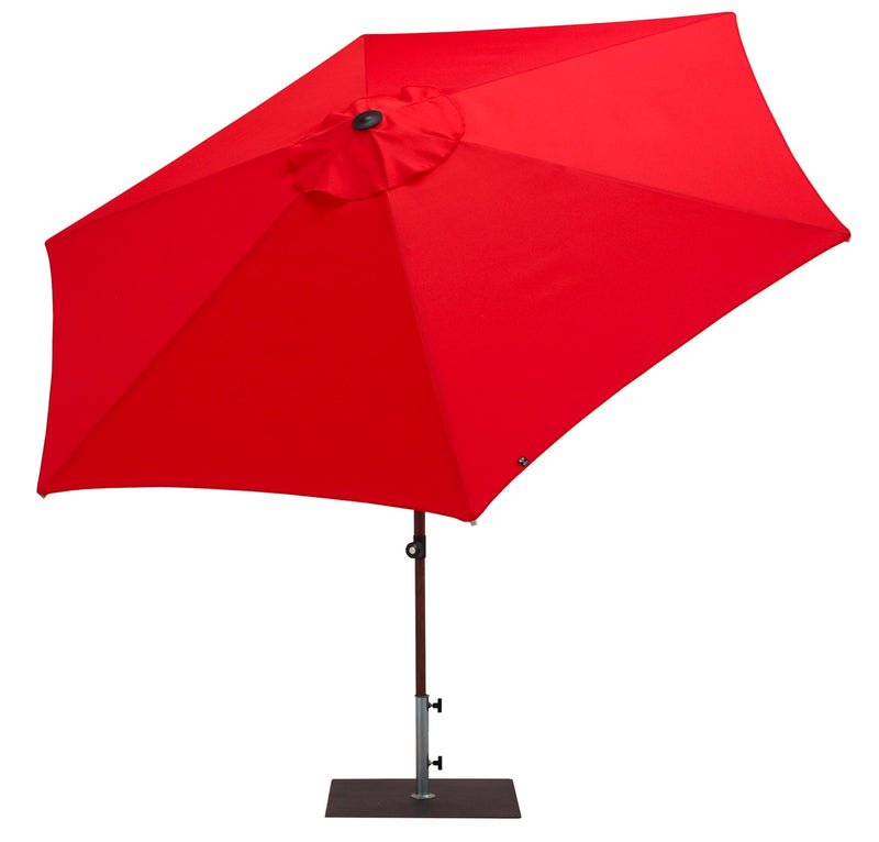 Ombrellone da Giardino Ø3 m Palo Ø38 mm in Alluminio Effetto Legno Tessuto Poliestere Trend Wood Rosso