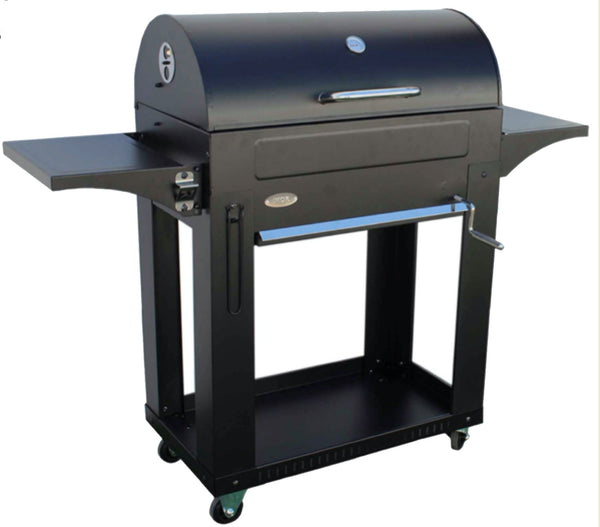 online Barbecue a Carbone 140x44x120 cm con 3 Griglie e Coperchio in Acciaio Milano Nero