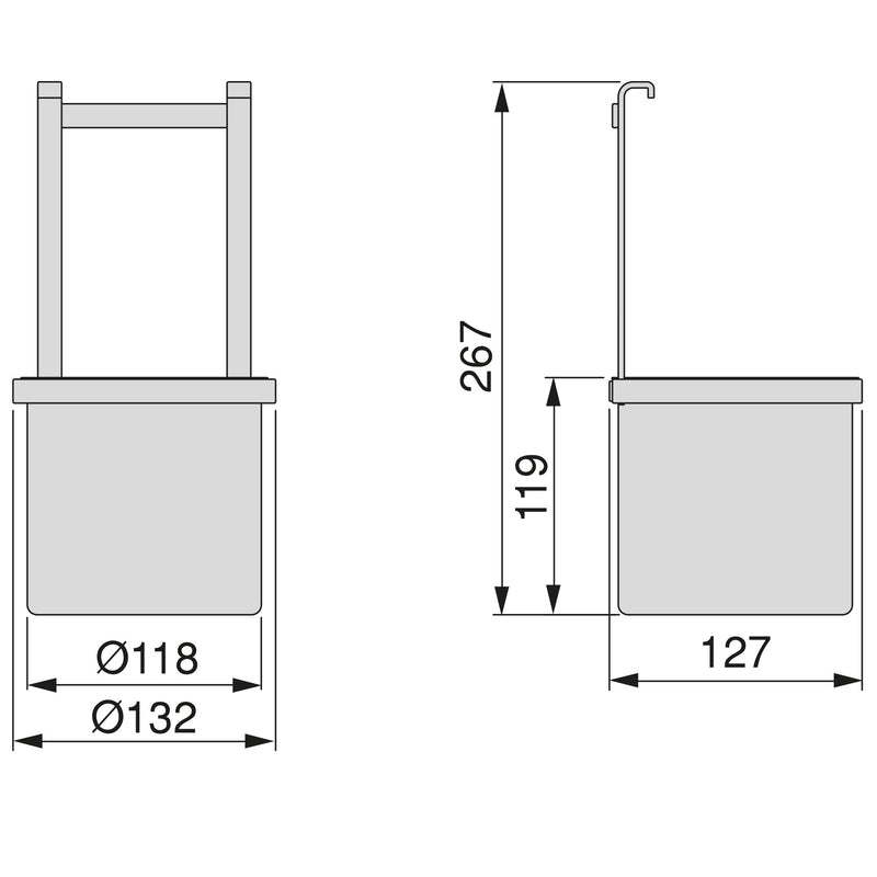 Portaposate da Appendere con Secchio in Acciaio Emuca Cromato
