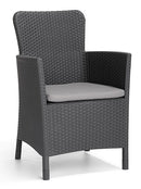 Set Tavolino e 2 Poltrone da Giardino Effetto Rattan Keter Salvador Balcony Antracite