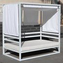Lettino a Baldacchino da Esterno in Alluminio 200X120X200cm Vorghini Canopy Crema