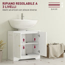 Mobile Sotto Lavabo Bagno 60x30x65 cm a 2 Ante con Ripiano Regolabile su 3 Livelli in Legno Bianco      