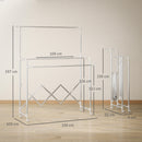 Stendibiancheria Pieghevole con 3 Barre Regolabili Ruote Girevoli e Struttura in Acciaio Inox Argento      