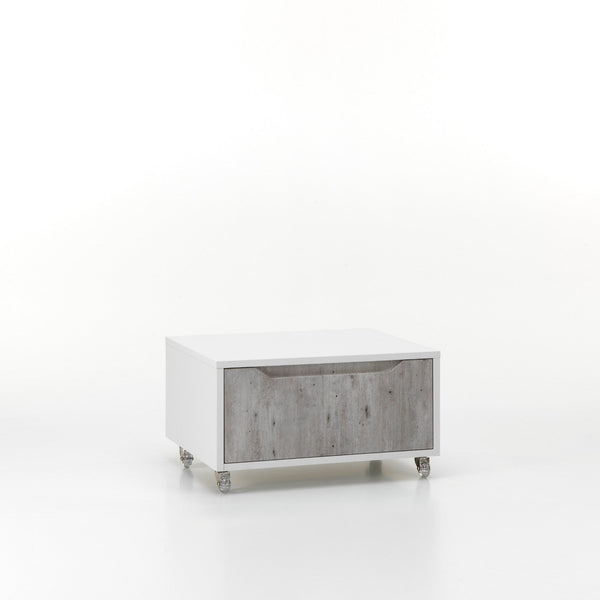 acquista Cassettiera con Ruote 1 Cassetto 60x45x32 cm in Legno TFT Belsk Bianco e Cemento