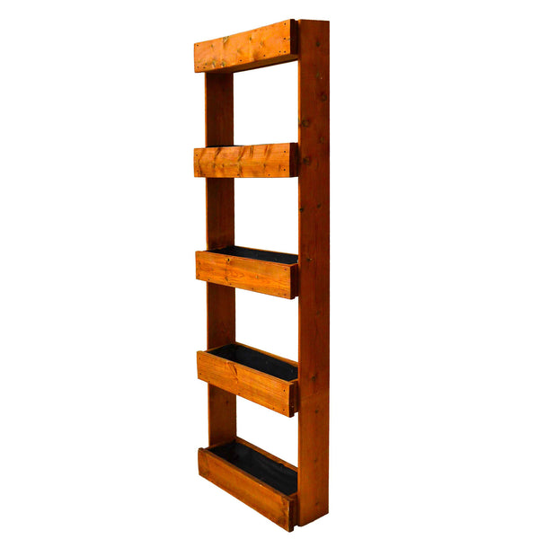 sconto Orto Verticale Dritto 5 Livelli 71x16,5x164 cm Ortolegno Balcony in Legno di Pino color Castagno