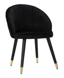 Sedia Loty Nera 57x58x80 cm in Legno e Velluto Nero e Oro