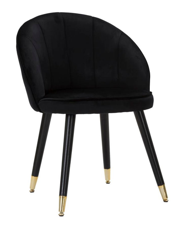 Sedia Loty Nera 57x58x80 cm in Legno e Velluto Nero e Oro acquista