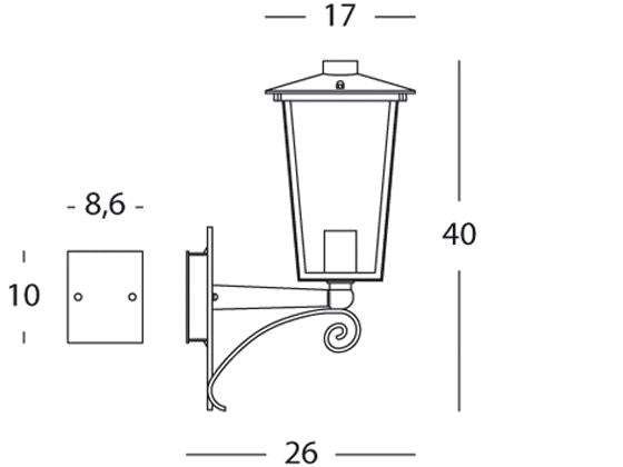 Lampada Applique in Alto Colore Ruggine per Esterno Linea Notorius Livos