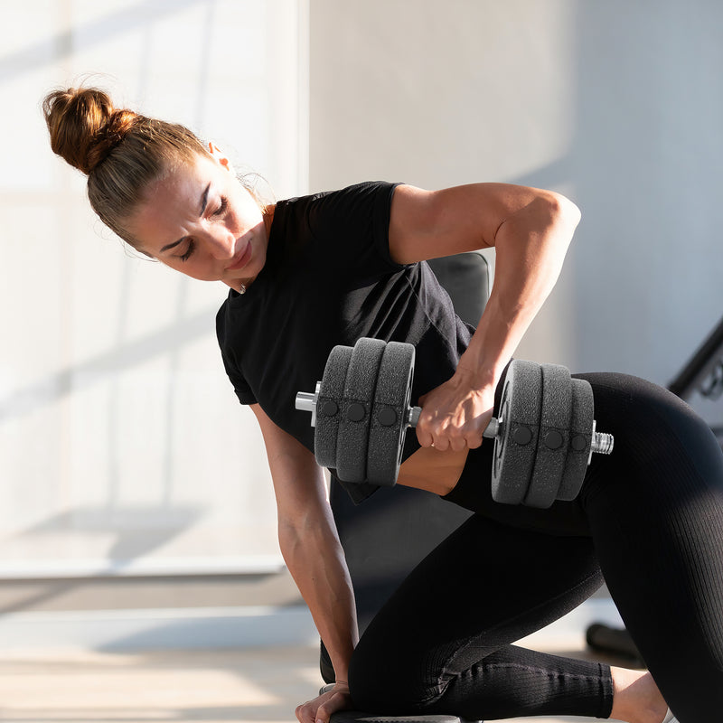 Set Pesi Manubri da 30 kg con 12 Dischi in Acciaio e Sabbia Nero   