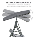 Dondolo da Giardino 3 Posti in con Baldacchino in Acciaio Grigio 