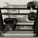 Porta Pesi e Rastrelliera Manubri 70x21x55 cm a 4 Ripiani Carico 200kg in Acciaio Nero      