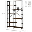 Libreria 6 Ripiani 100x30x182 cm in Legno e Metallo  Nera