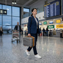 Set 4 Valigie Trolley da Viaggio con Beauty Rivestimento Rigido e Maniglia Telescopica in Polipropilene Grigio      