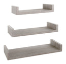 Set 3 Mensole da Parete 60-50-40x23,7x8 cm in Fibra di Legno Calamita Maxi  Rovere Grigio New