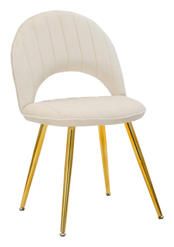 Set 2 Sedie Imbottite 52x48x78 cm in Tessuto Velluto Flex Crema e Oro prezzo