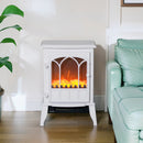 Camino Elettrico da Terra 1000W-2000W con Effetto Fiamma Regolabile 39x23x56,5 cm Bianco      