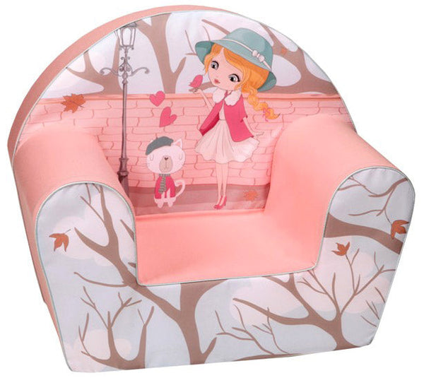 acquista Poltroncina per Bambini 33x40x55cm Tessuto Sfoderabile con Bambina Miller Rosa