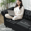 Divano 3 Posti Stile Chesterfield 213x86x79 cm a Molle Insacchettate in Finta Pelle Nero  