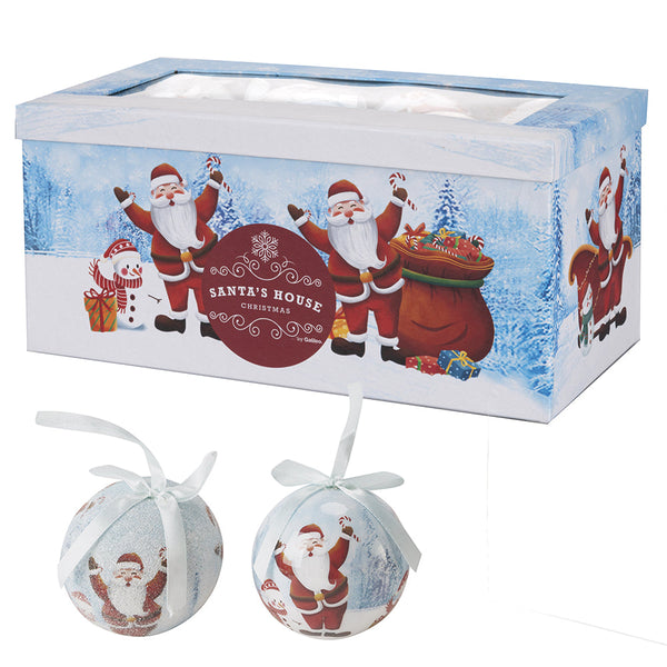 online Set 14 Palle di Natale Ø7,5 cm in Polyfoam con Box Babbo Natale con Sacco Regali
