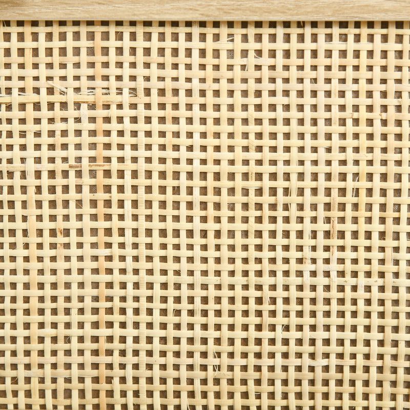 Cassettiera 4 Cassetti 80x38x80 cm in Truciolato e Rattan Nero e Color Legno