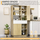 Credenza Moderna 89x39,6x180 cm in Legno Naturale e Bianco