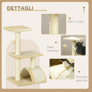 Tiragraffi per Gatti Albero a 3 Livelli 40x35x72 cm in Peluche e Sisal Crema  