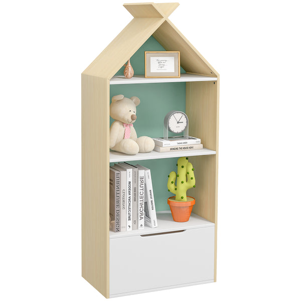 acquista Libreria per Bambini 3 Ripiani e Cassetto e Dispositivo Antiribaltamento 50x30x119,5 cm Verde