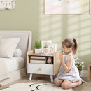 Comodino per Bambini con Cassetto e Vano a Giorno 40x32.5x40 cm in Legno Bianco 