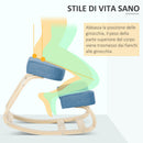 Sedia Ergonomica con Inginocchiatoio 51x69x58 cm in Betulla e Poliestere Blu  