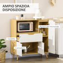 Mobile per Microonde 90x40x98,5 cm in Truciolato Bianco e Legno