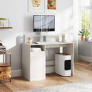 Scrivania Moderna con Supporto per Monitor Armadietto e Ripiani 108x50x94 cm Bianco Crema  